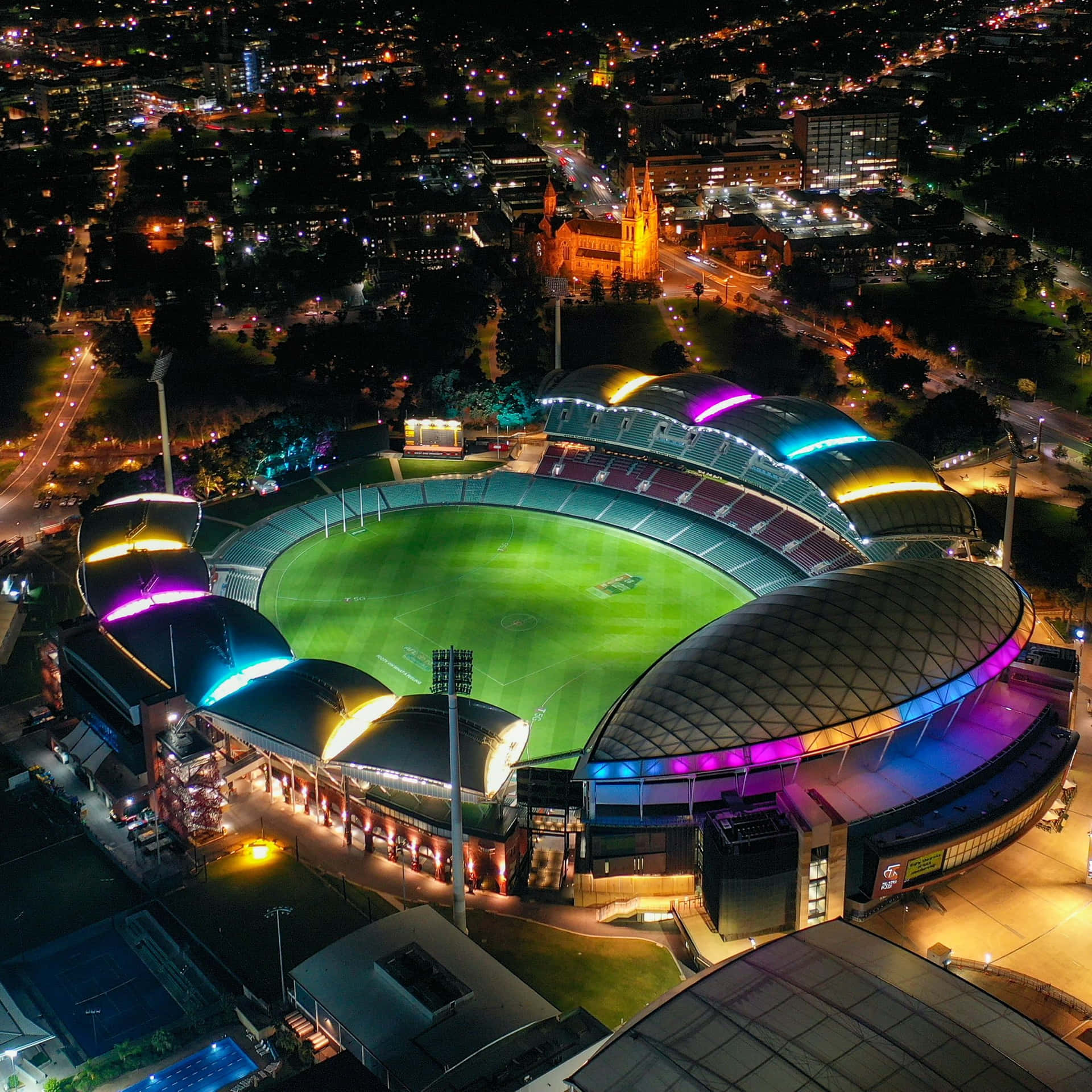 Adelaide Oval Night Aerial View Wallpaper