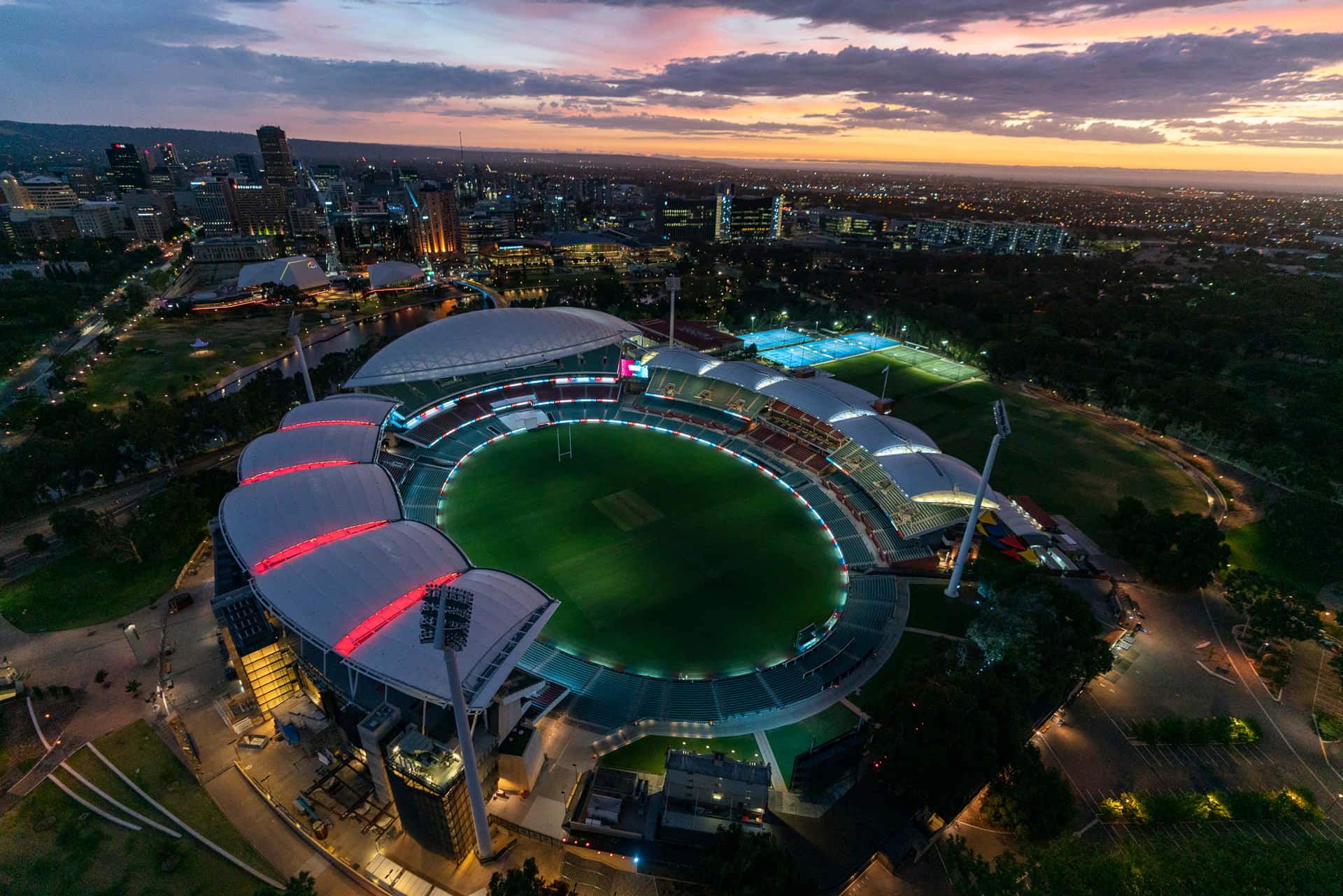 Adelaide Oval Twilight Aerial View.jpg Wallpaper