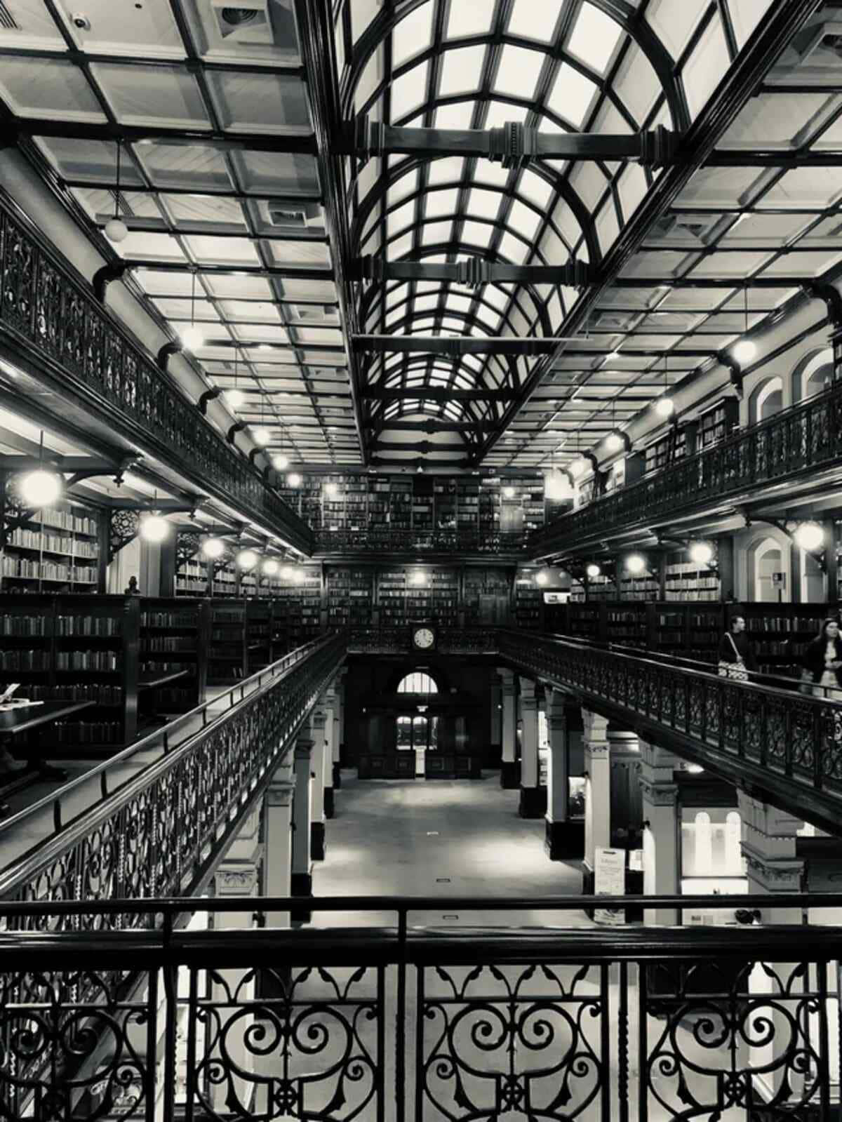 Adelaide State Library Interior Blackand White Wallpaper