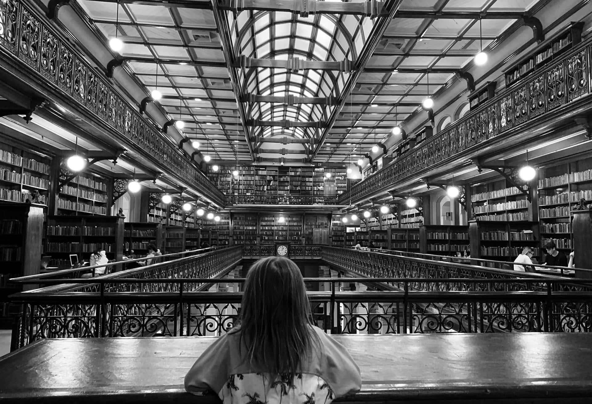 Adelaide State Library Interior Blackand White Wallpaper