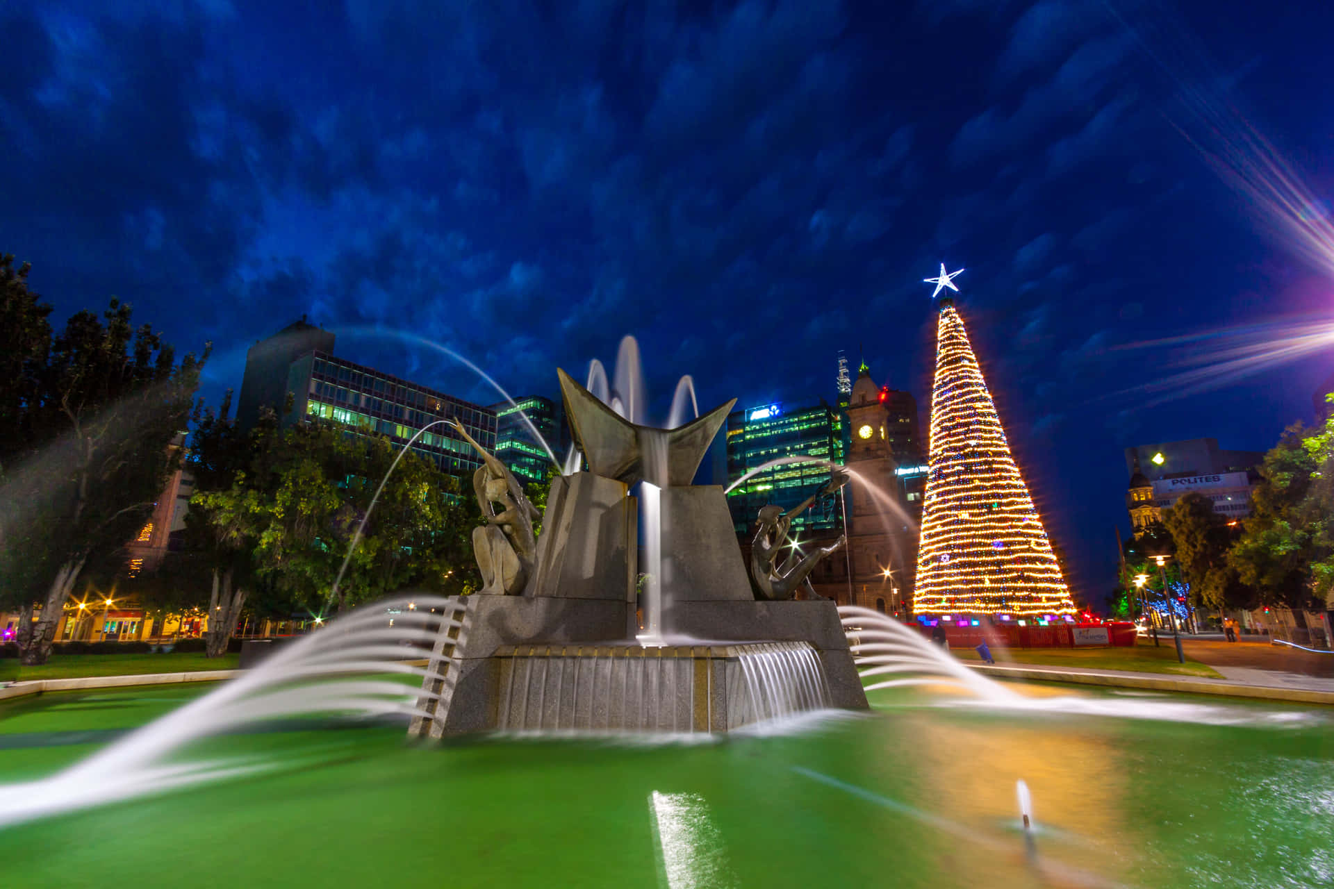 Adelaide Victoria Square Christmas Evening Wallpaper