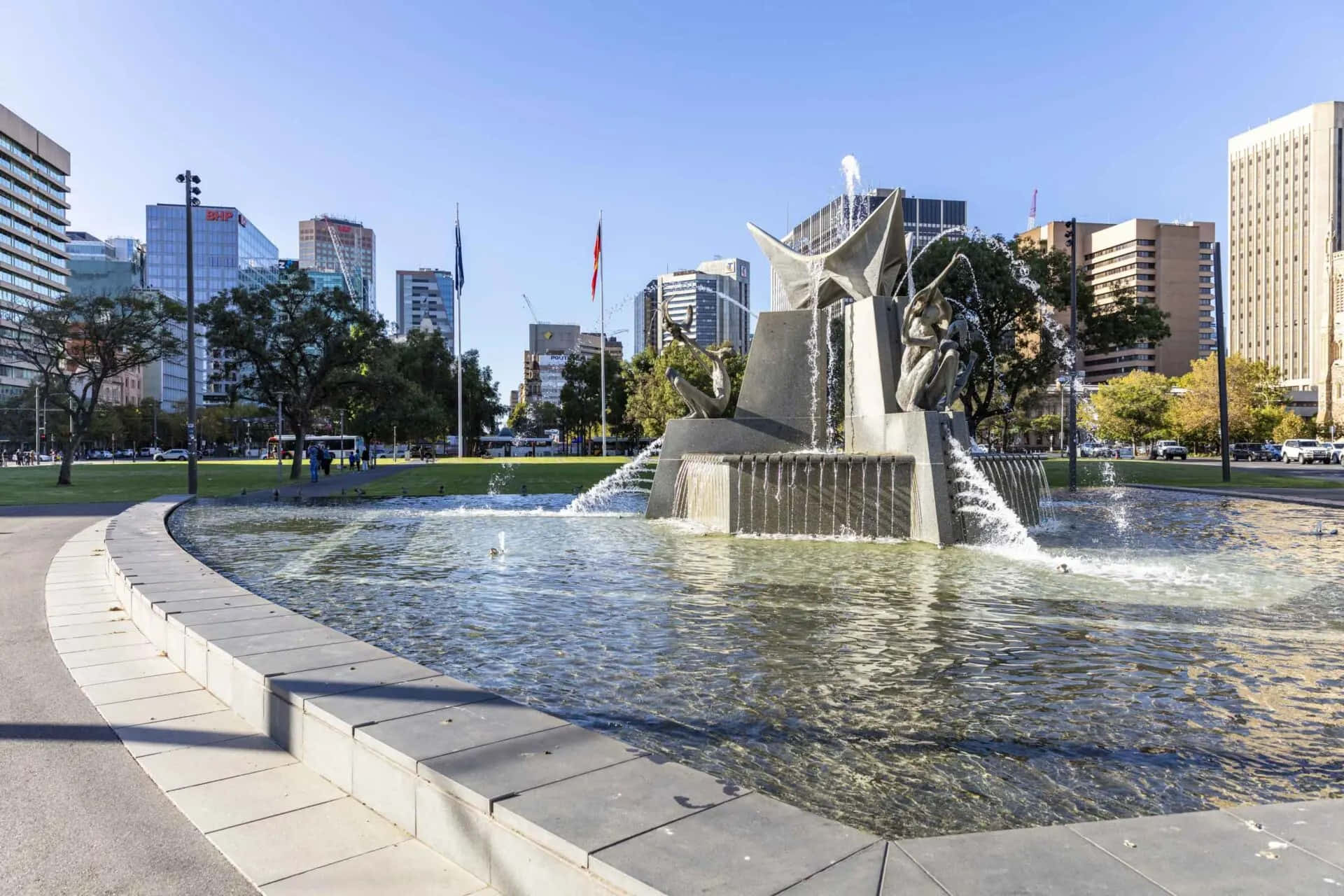 Adelaide Victoria Square Fountain Australia Wallpaper