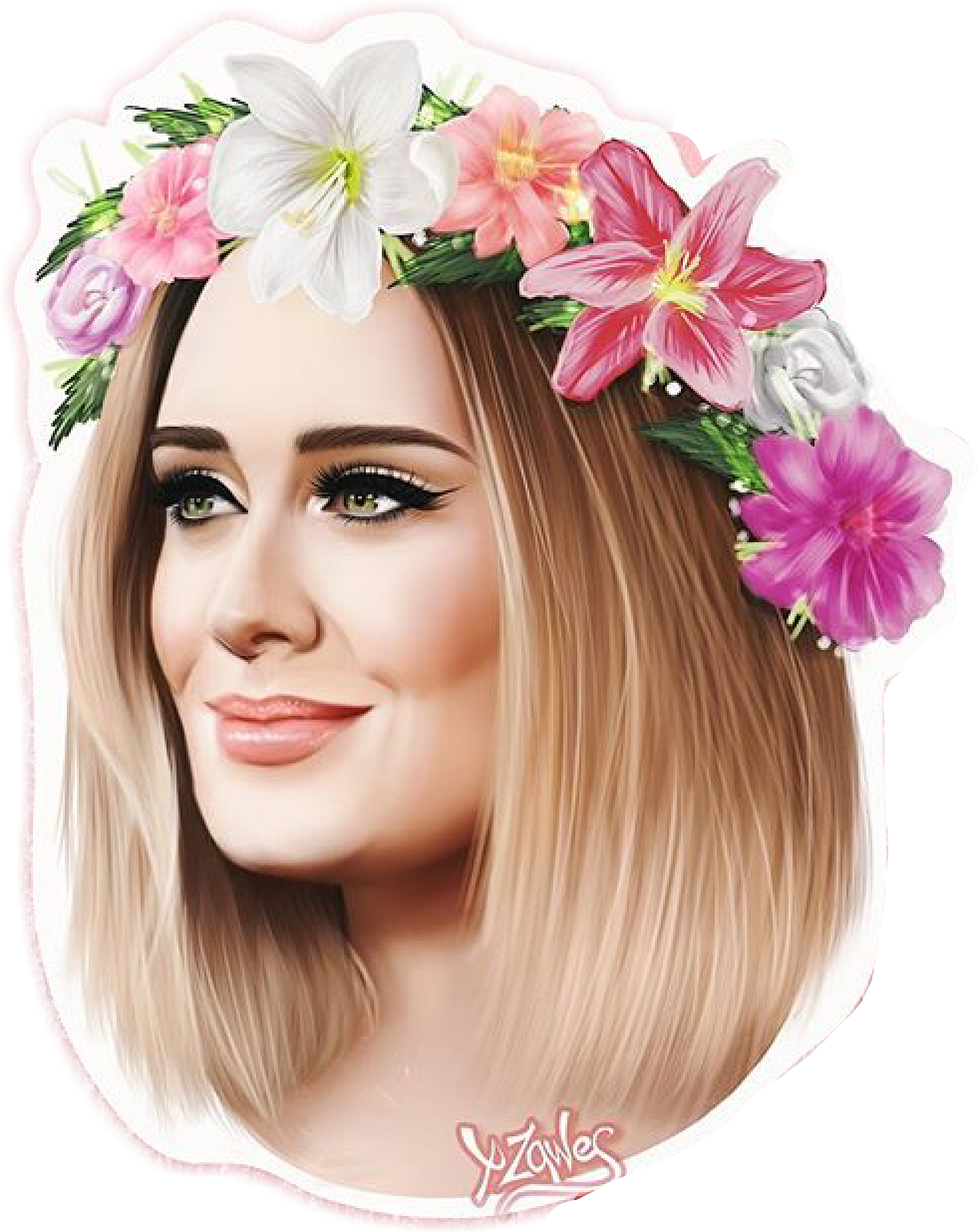 Adele Floral Crown Illustration PNG