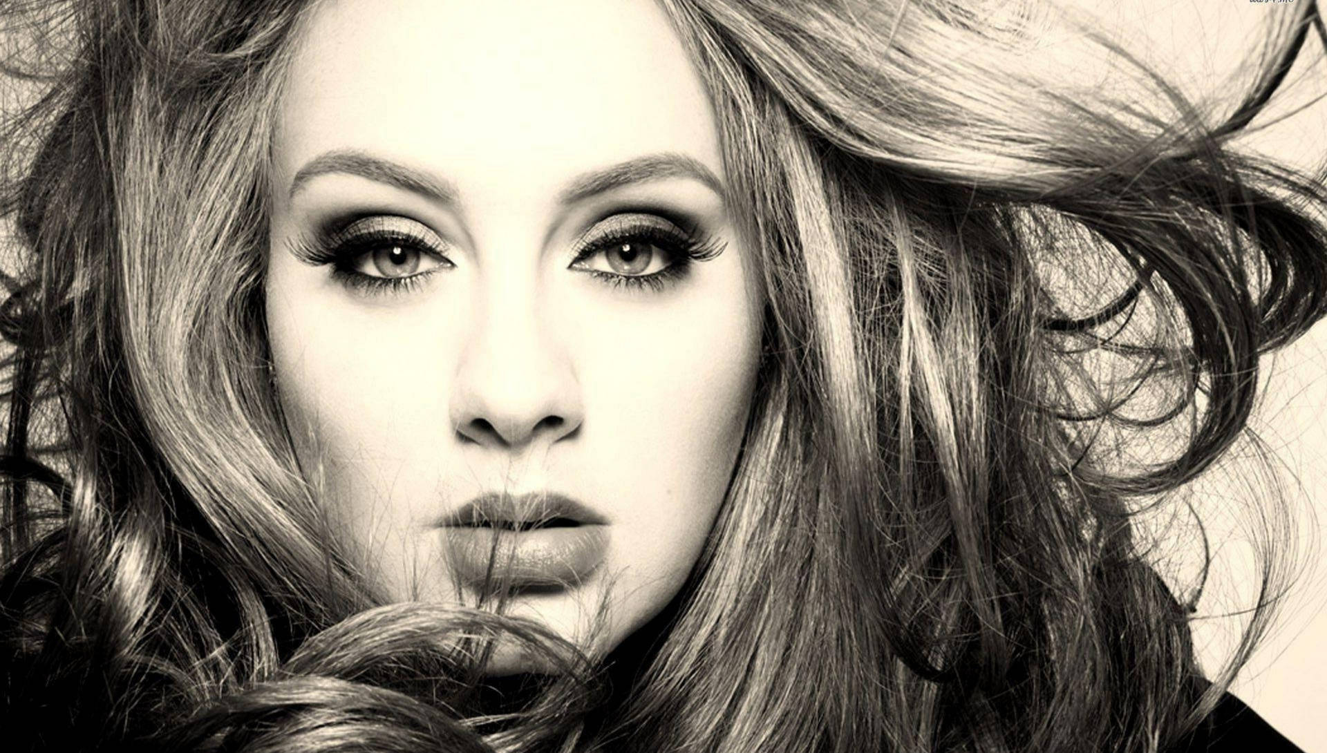 Adele Hair Blown Sepia Background