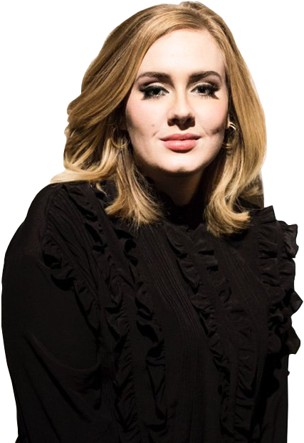 Download Adele Portraitin Black Ruffle Dress | Wallpapers.com