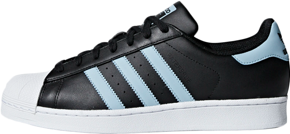 Adidas Black Sneakerwith Blue Stripes PNG