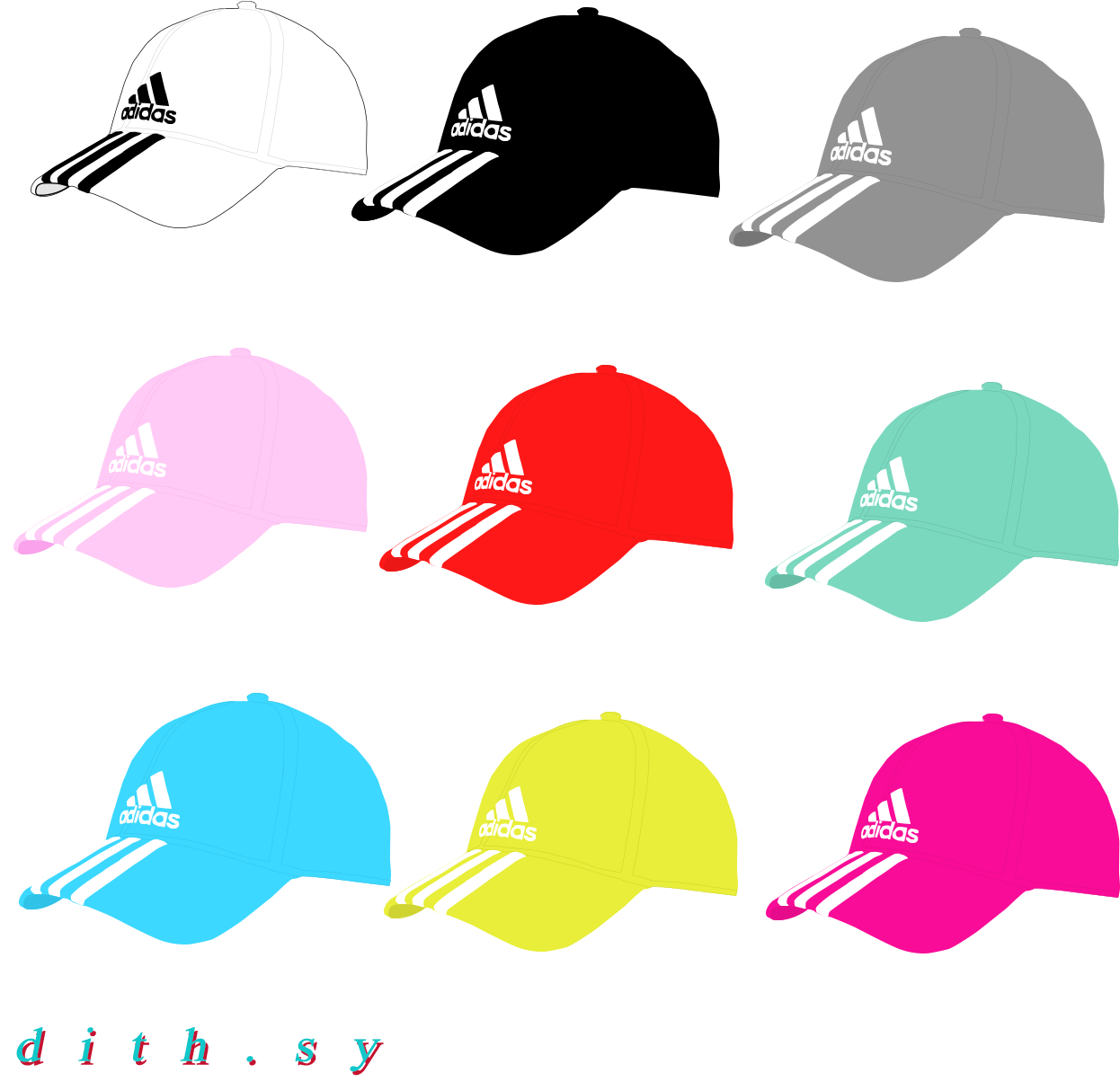 Adidas Caps Color Variety PNG