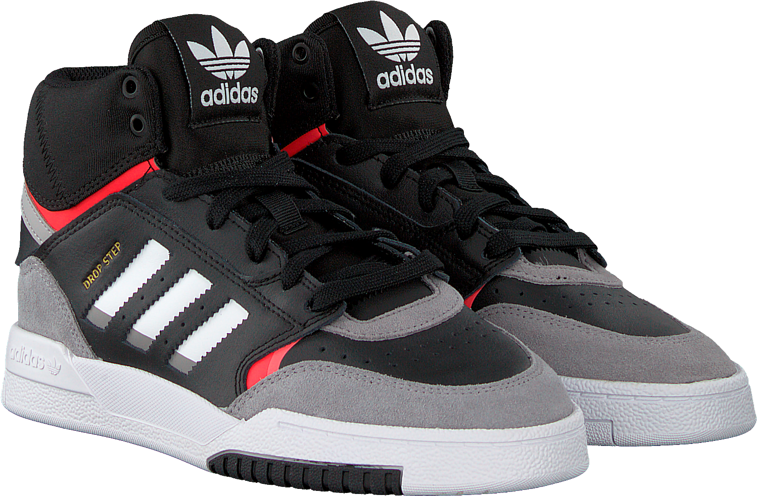 Adidas High Top Sneakers Black Red Accents PNG