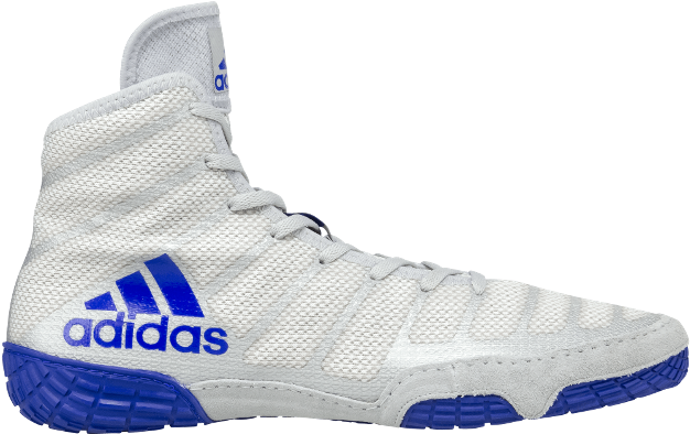 Adidas High Top Wrestling Shoe White Blue PNG