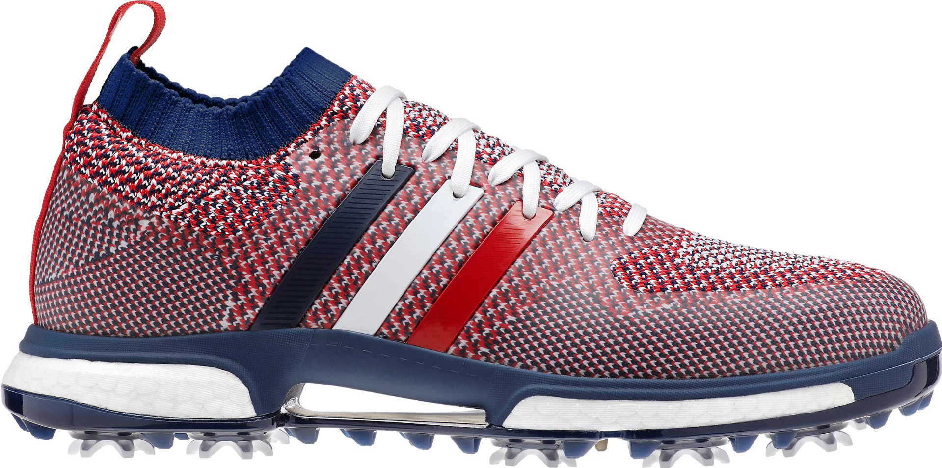 Adidas Knit Golf Shoe Red White Blue PNG