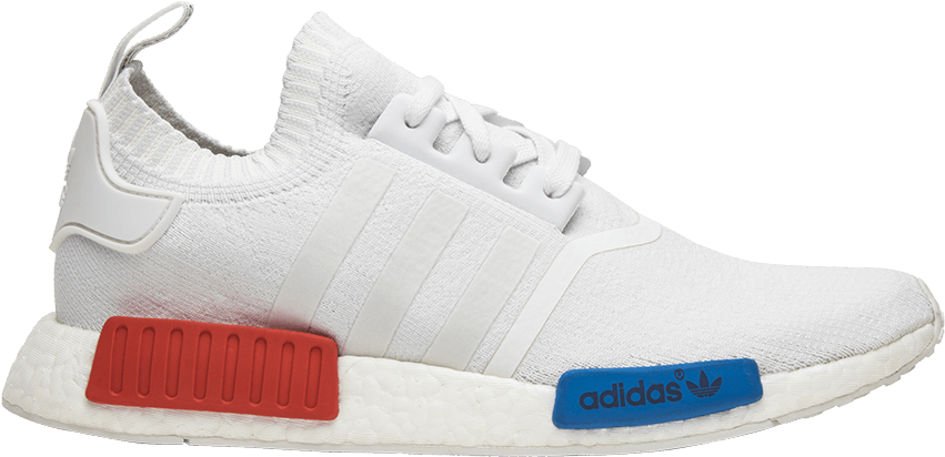 Adidas N M D R1 White Blue Red PNG