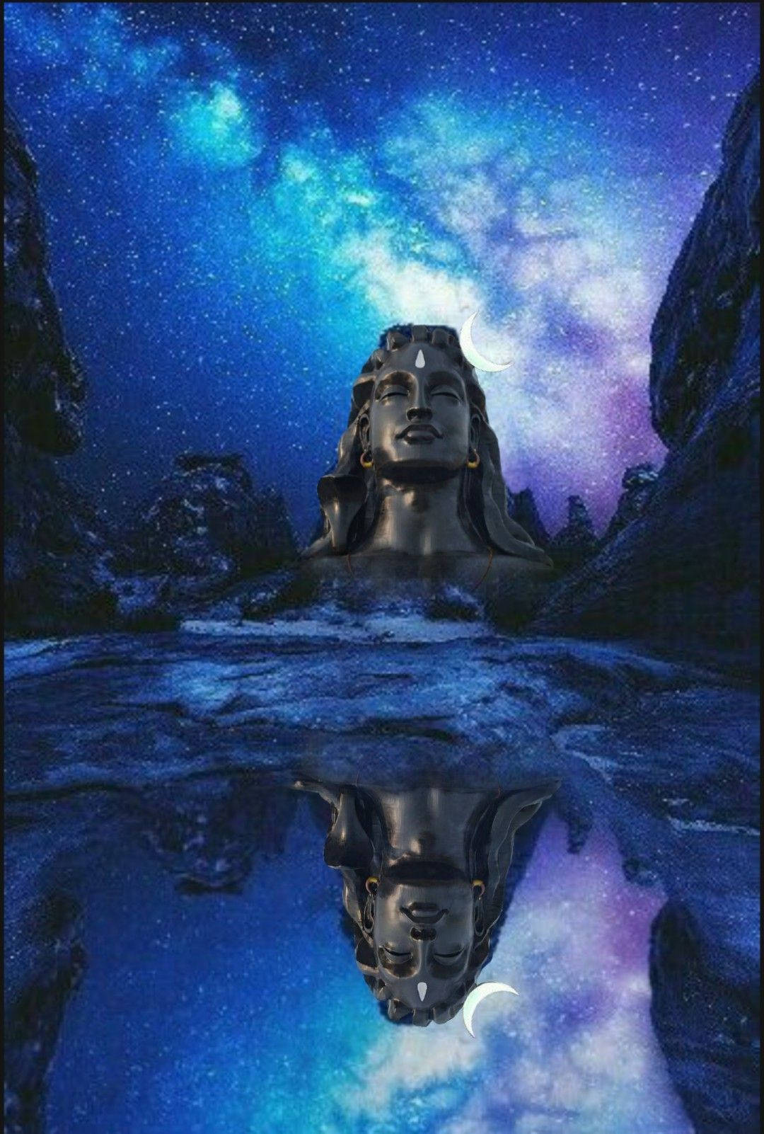 Lev levende med denne dybt rodfæstede og filosofiske design af Adiyogi Shiva Galaxy Artwork. Wallpaper