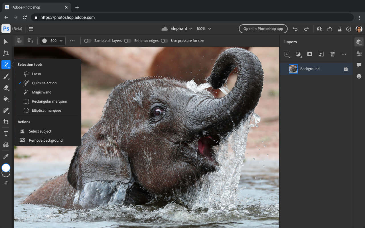 A Baby Elephant Is Shown In The Photoshop Editor