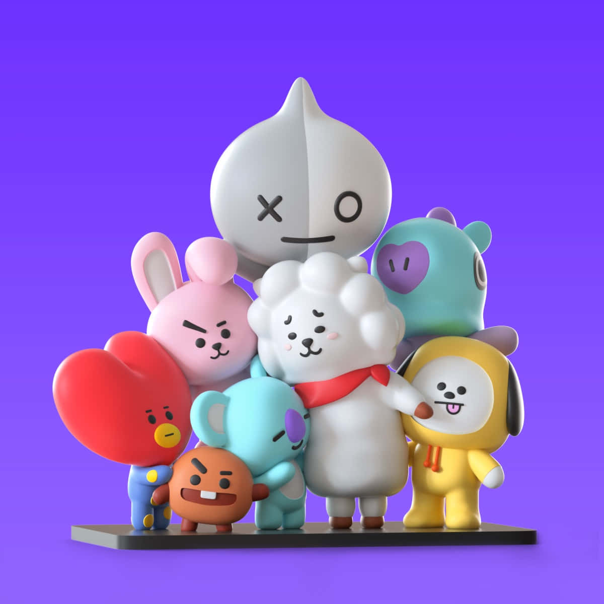 Adorabilipersonaggi Bt21 Su Uno Sfondo Colorato Di Galassia