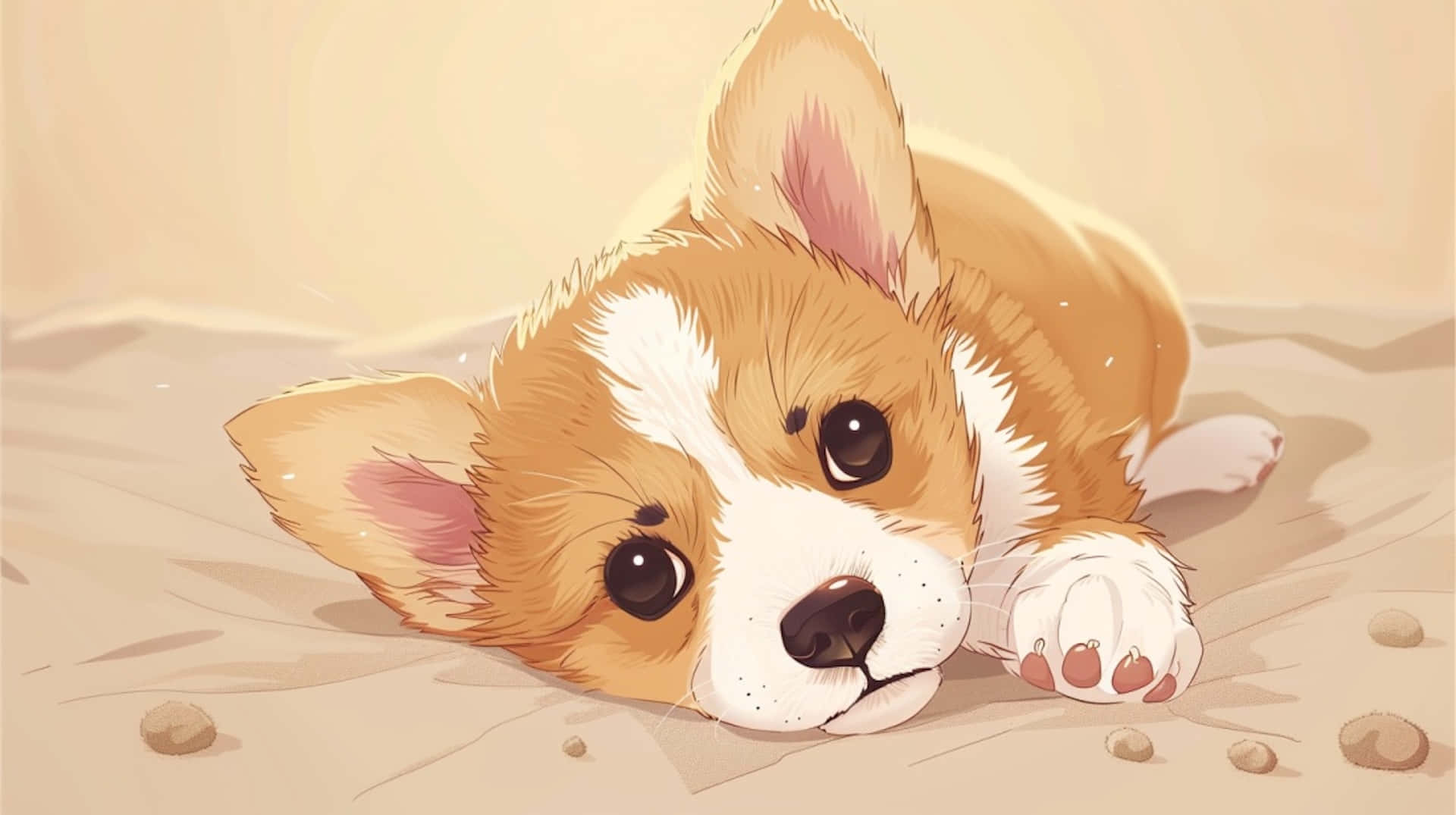 Adorable Anime Corgi Puppy Wallpaper