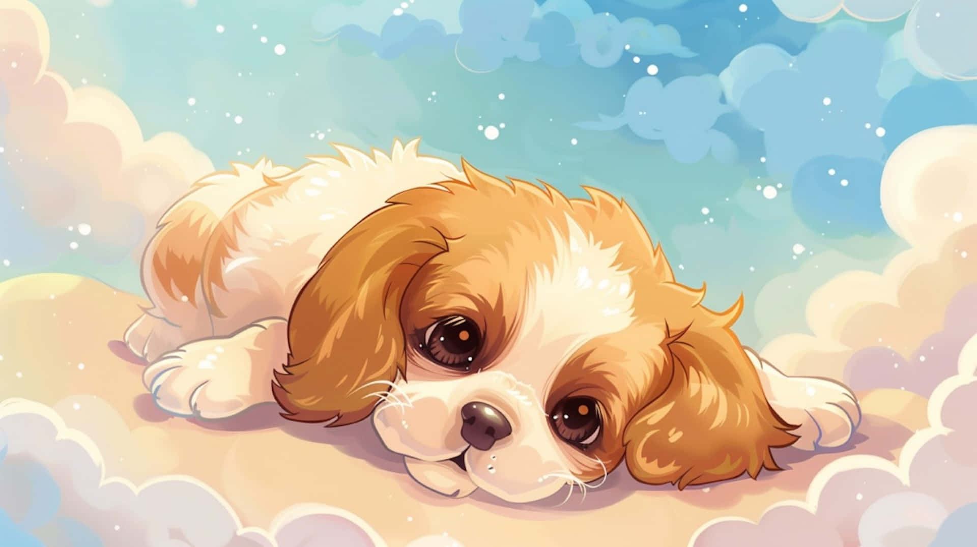 Adorable_ Anime_ Puppy_ Clouds_ Background.jpg Wallpaper