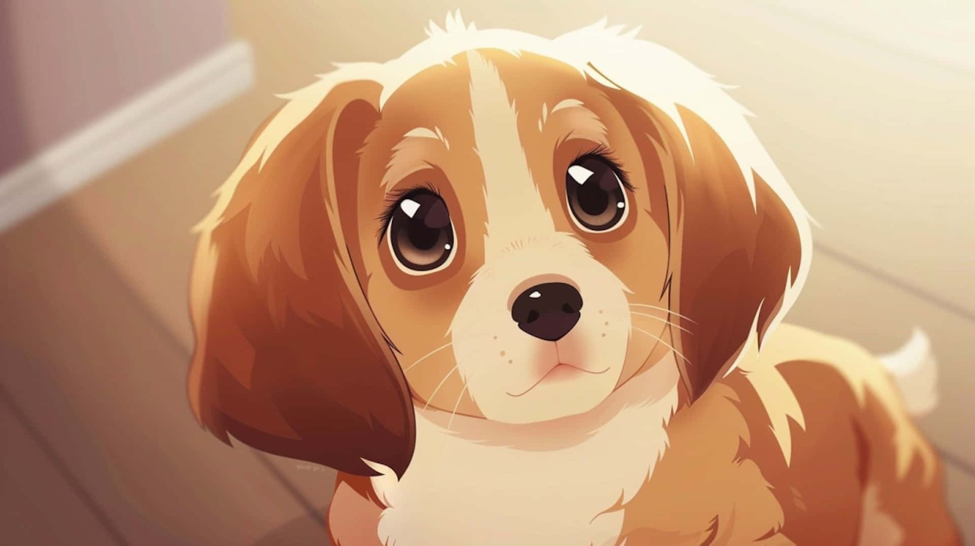 Adorable Anime Puppy Gaze Wallpaper