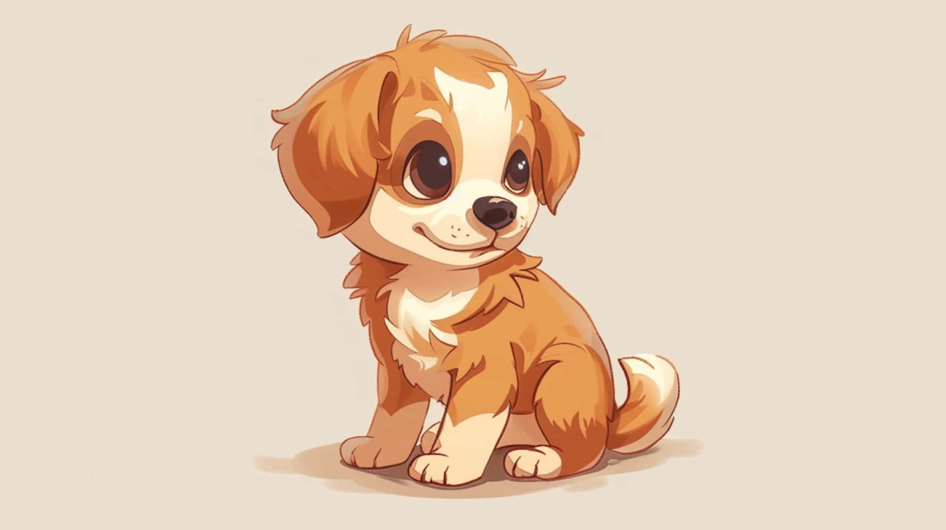 Adorable Anime Puppy Illustration Wallpaper