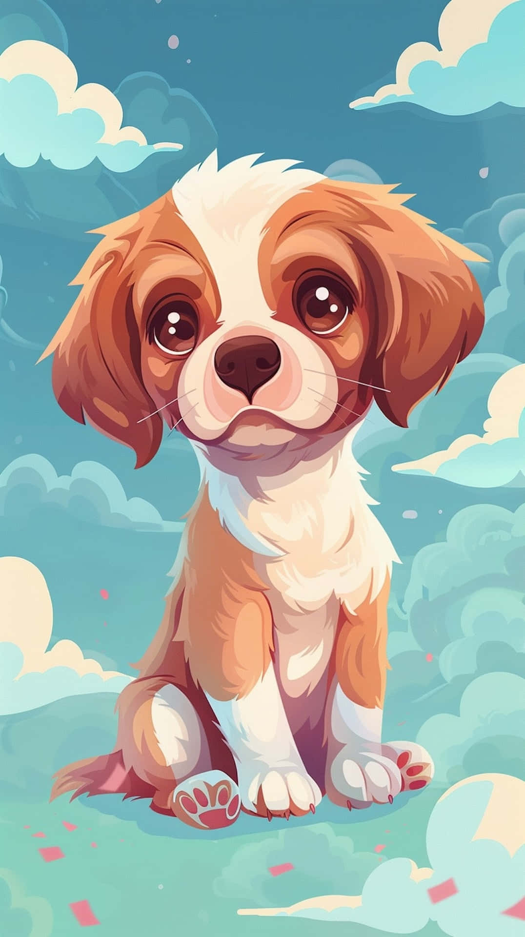 Adorable Anime Puppy Sky Backdrop Wallpaper