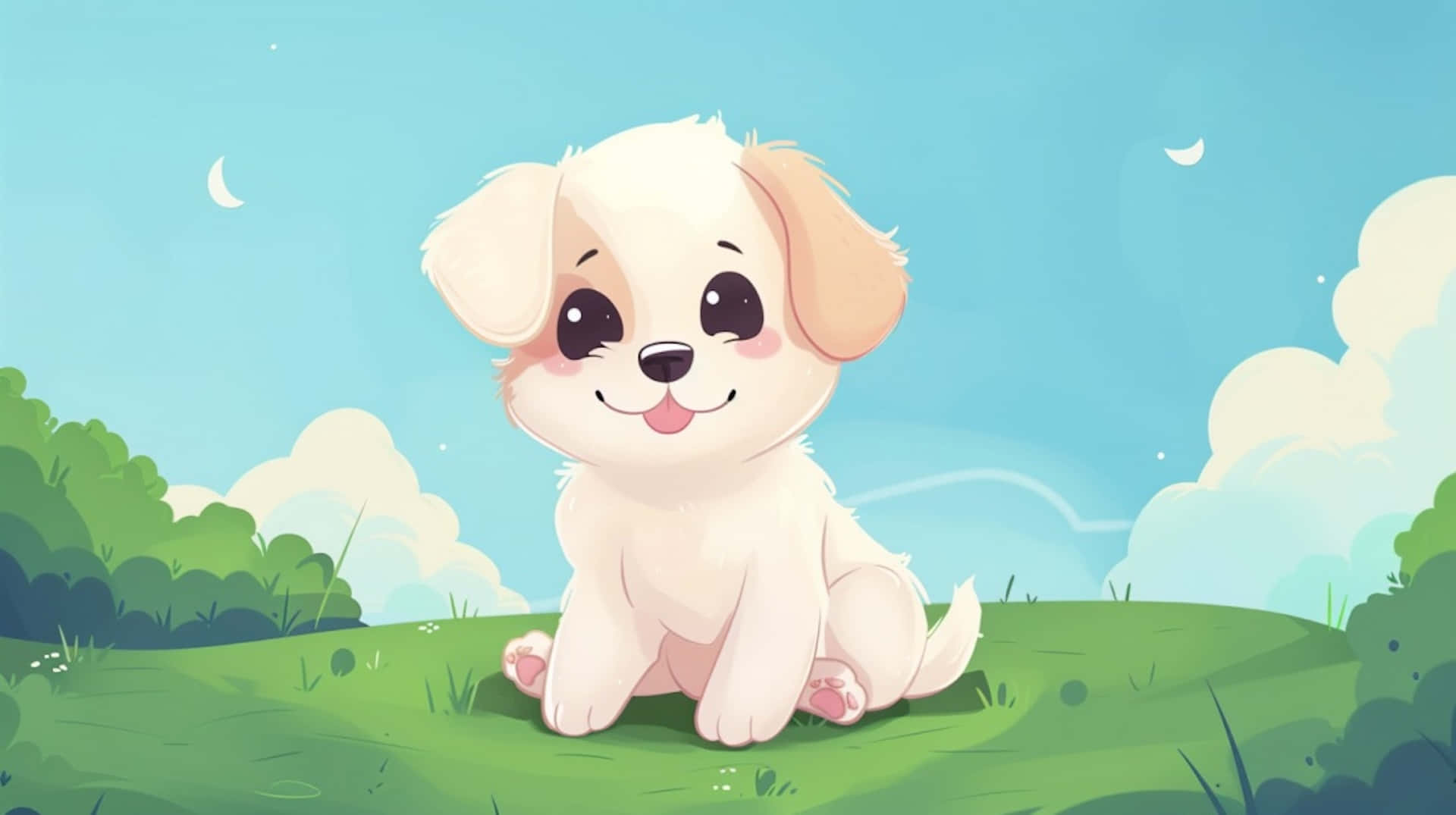 Adorable Anime Puppyin Meadow Wallpaper