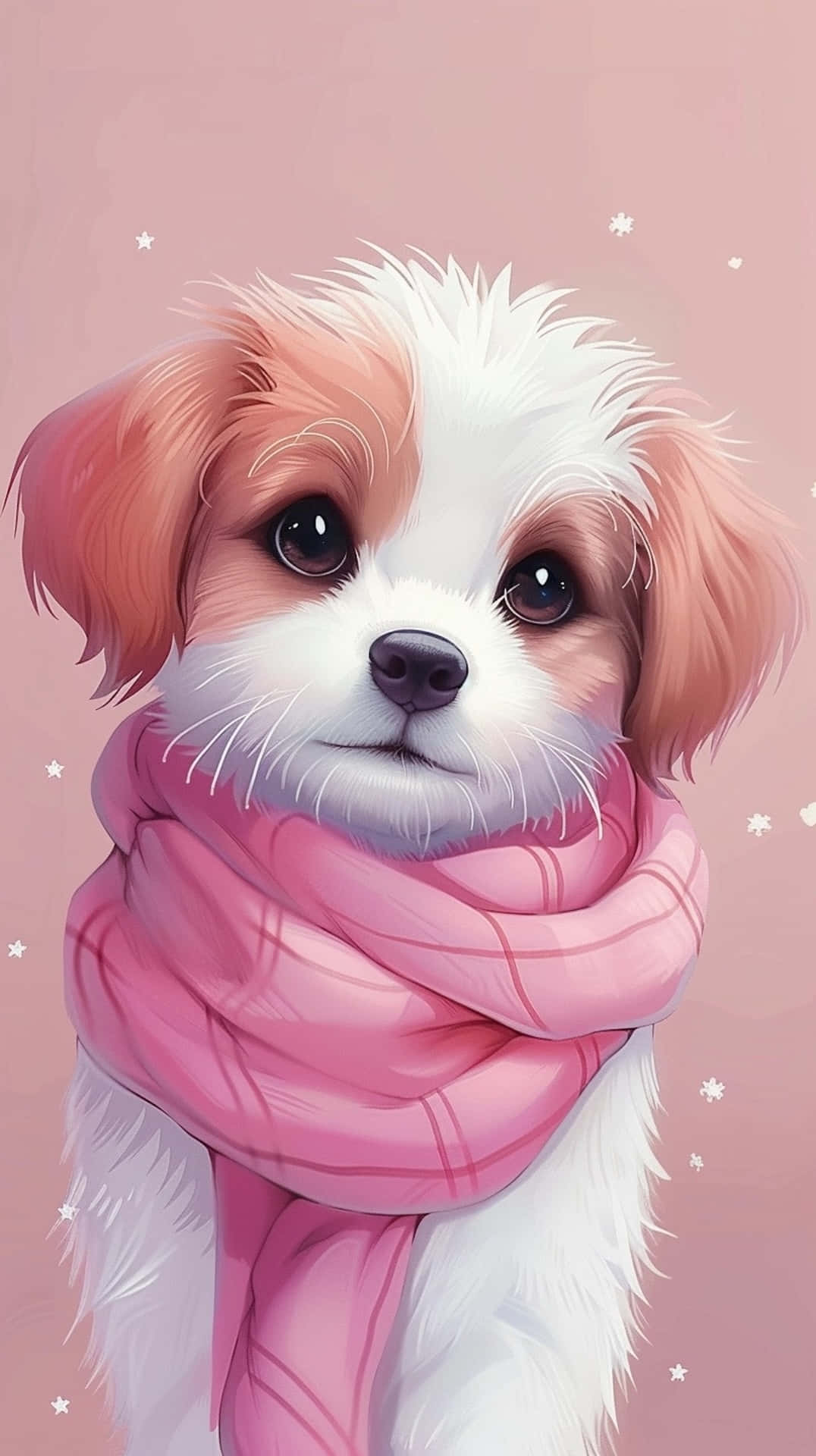 Adorable Anime Puppyin Pink Scarf.jpg Wallpaper