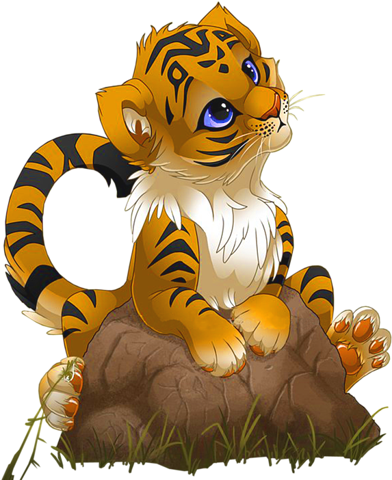 Adorable Anime Style Tiger Cub PNG