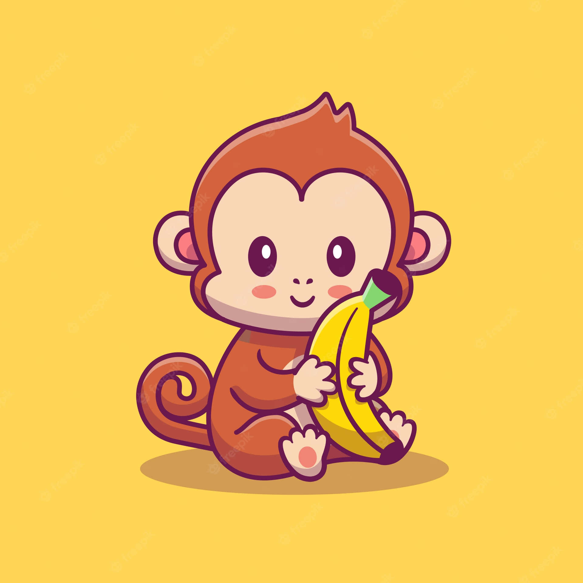 Adorable Baby Monkey Hanging On Tree