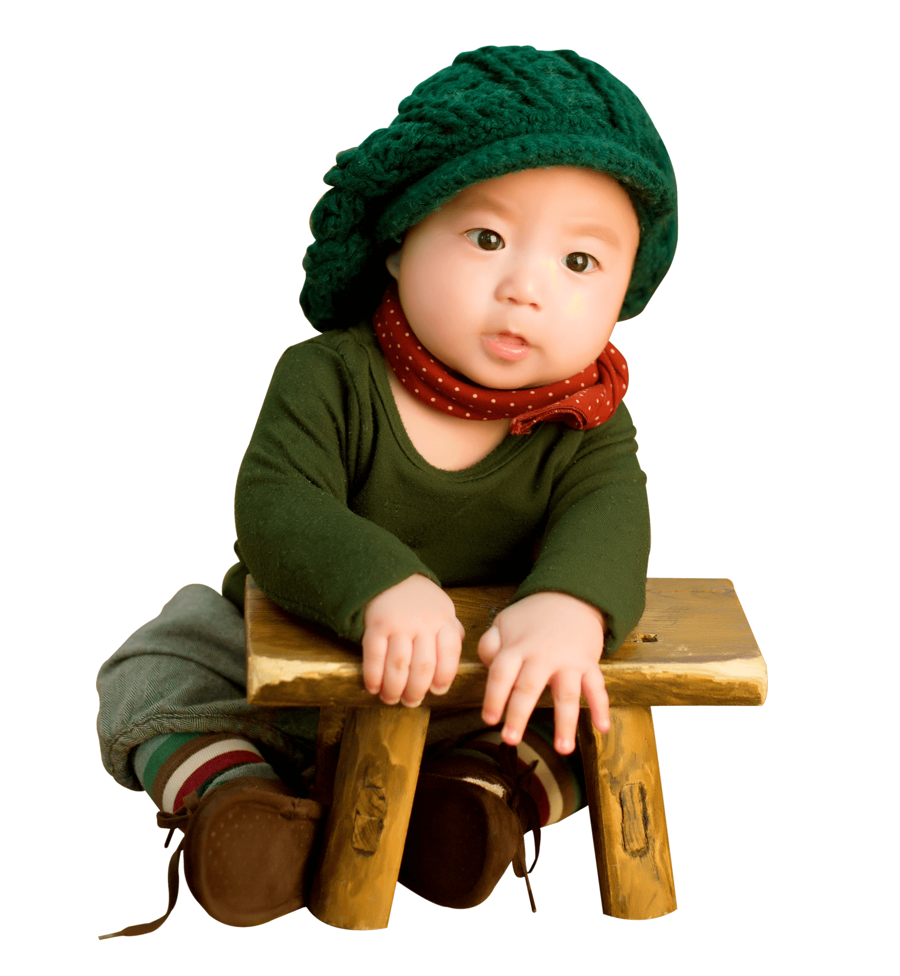 Adorable Babyin Green Hatand Scarf PNG
