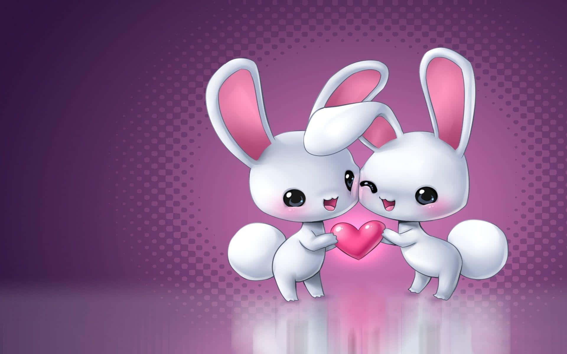 Adorable Bunnies Sharing Love Wallpaper