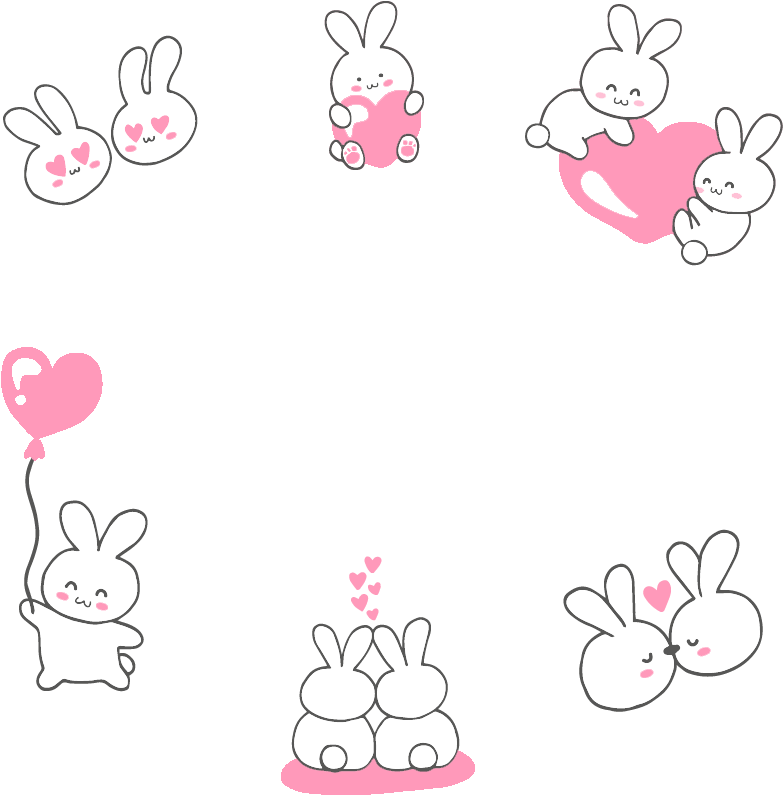 Adorable Bunny Love Pattern PNG