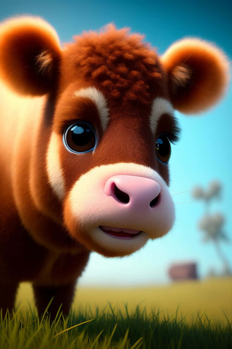 Adorable Cartoon Baby Cow Wallpaper