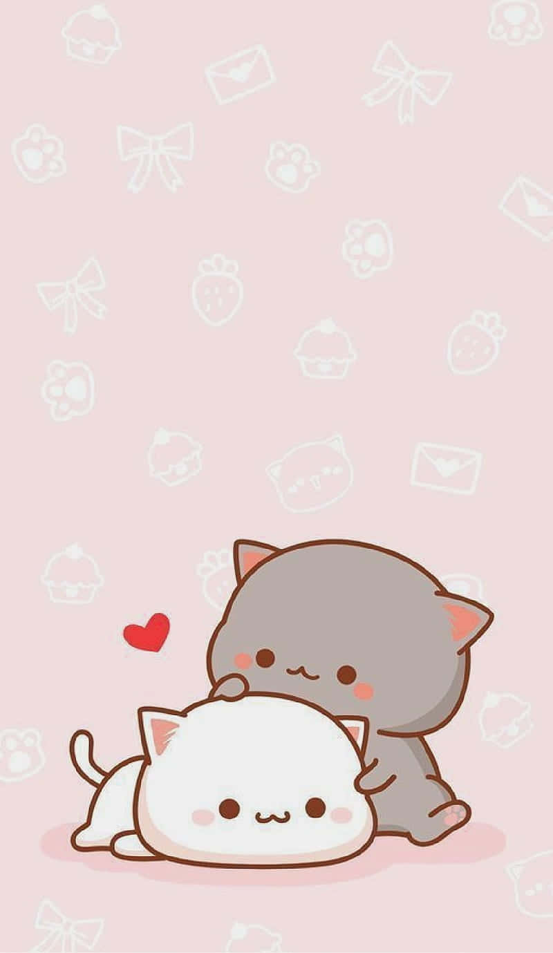 Adorable Cartoon Cats Love Wallpaper