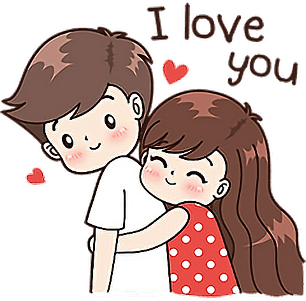 Download Adorable Cartoon Couple Hugging Love Declaration