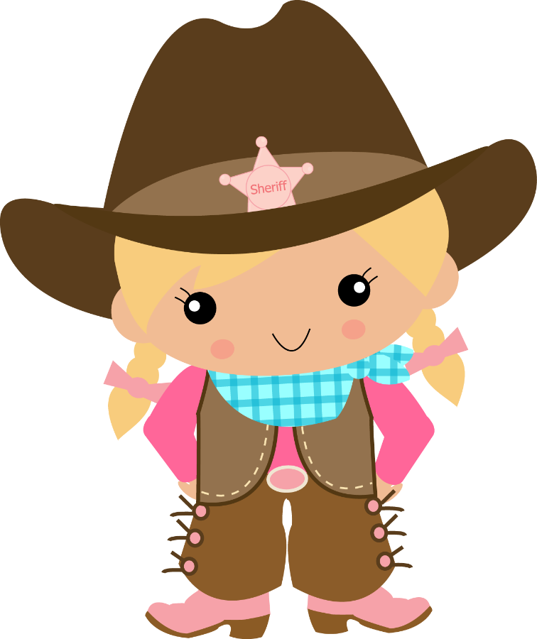 Adorable Cartoon Cowgirl Sheriff PNG