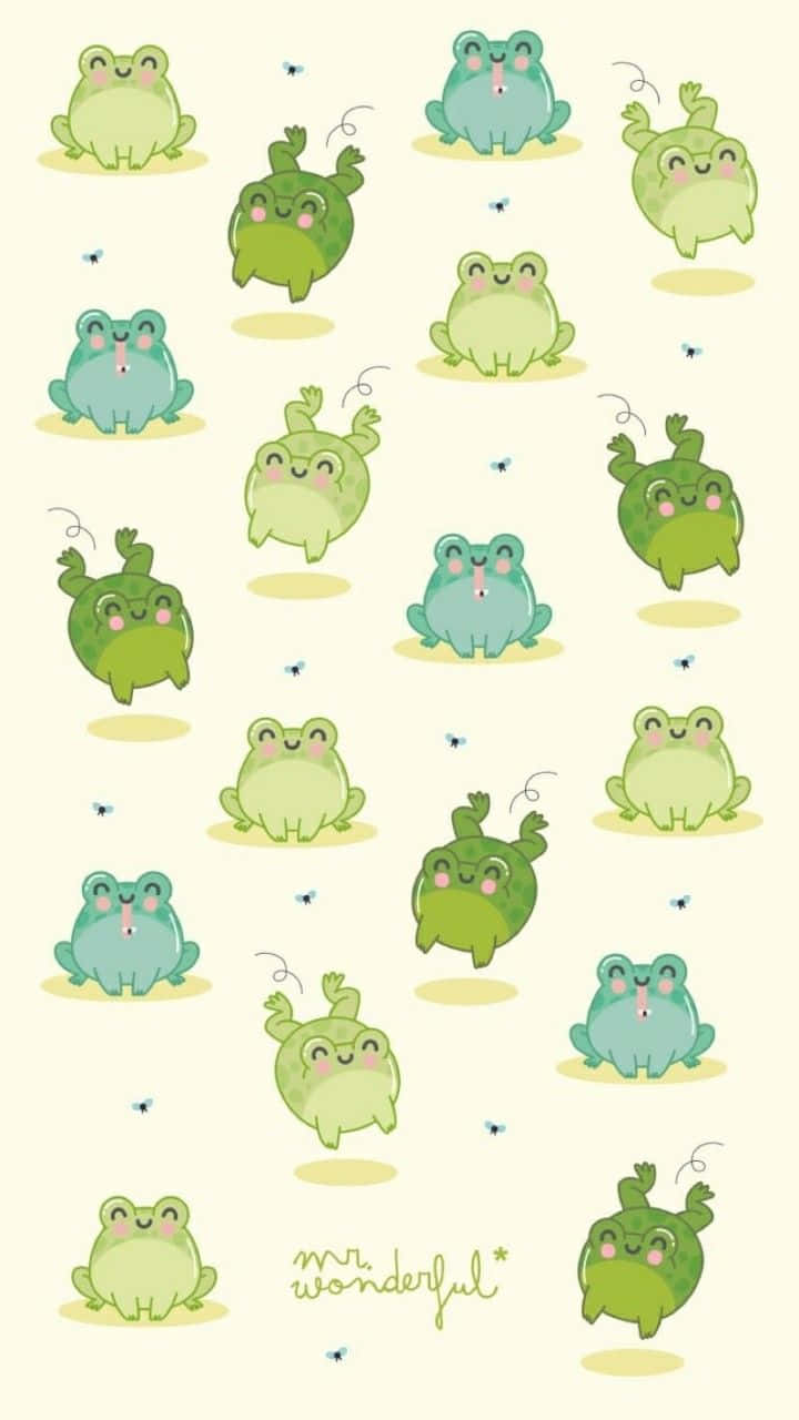 Adorable Cartoon Frogs Collection Wallpaper