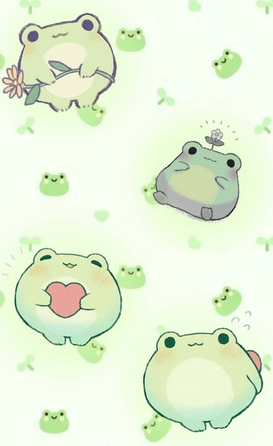 Adorable Cartoon Frogs Pattern Wallpaper