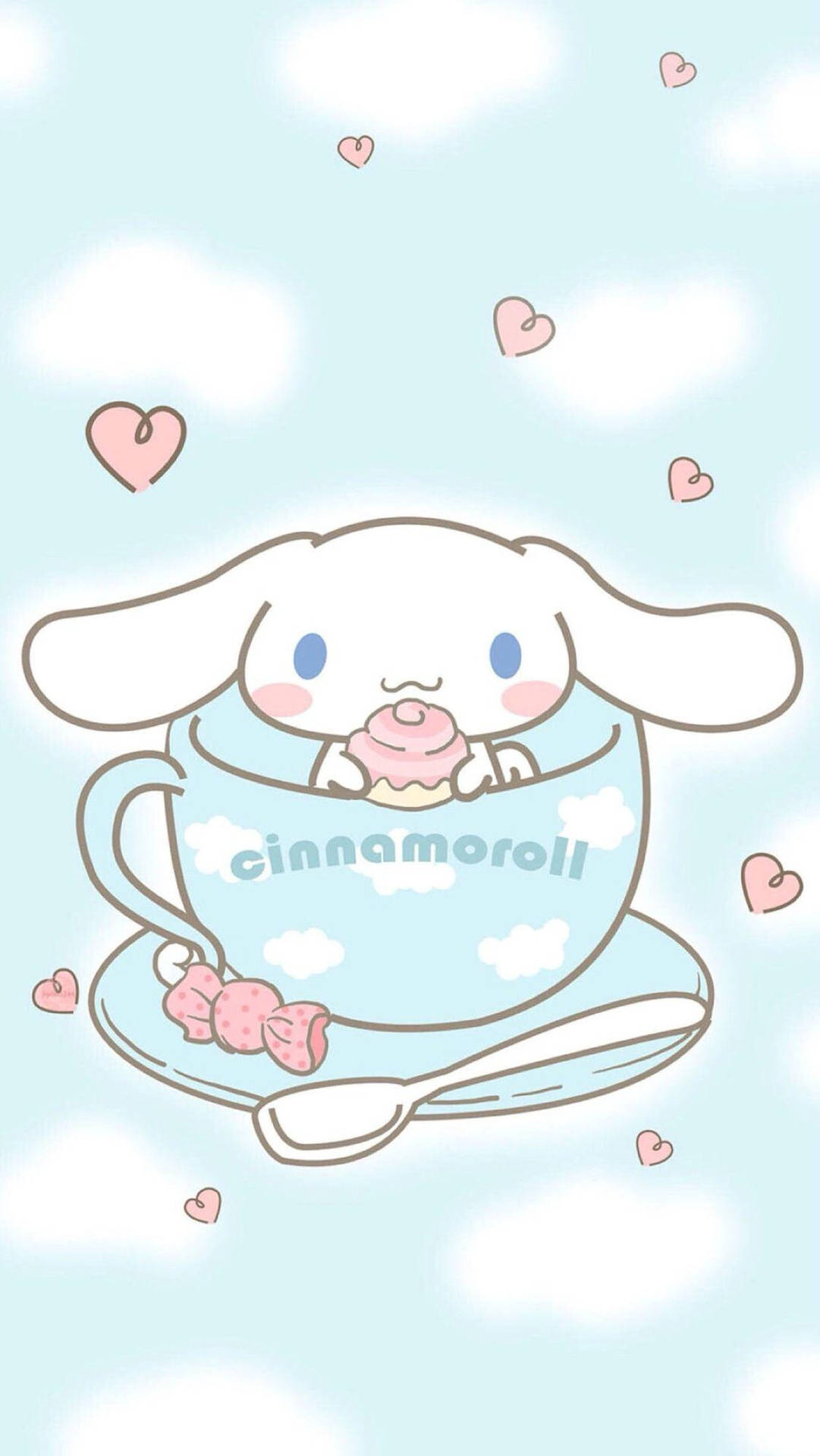 Adorable Cinnamoroll Lounging On Clouds In The Sky Wallpaper