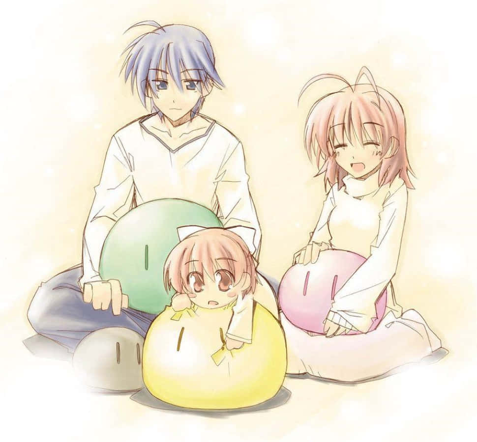 Adorable Clannad Dango Family Nestled Together Wallpaper