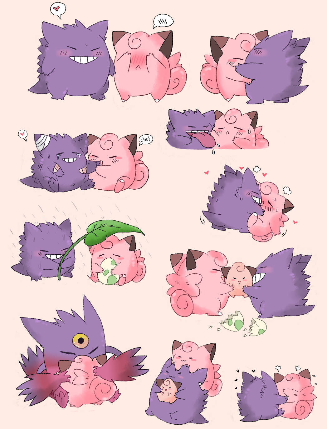 Clefairy and gengar