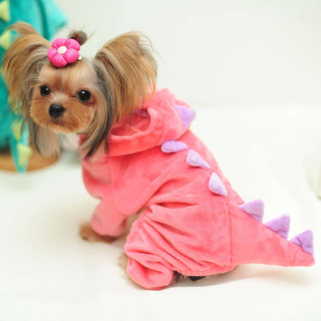 Adorable Dog Wearing A Stylish Outfit Wallpaper