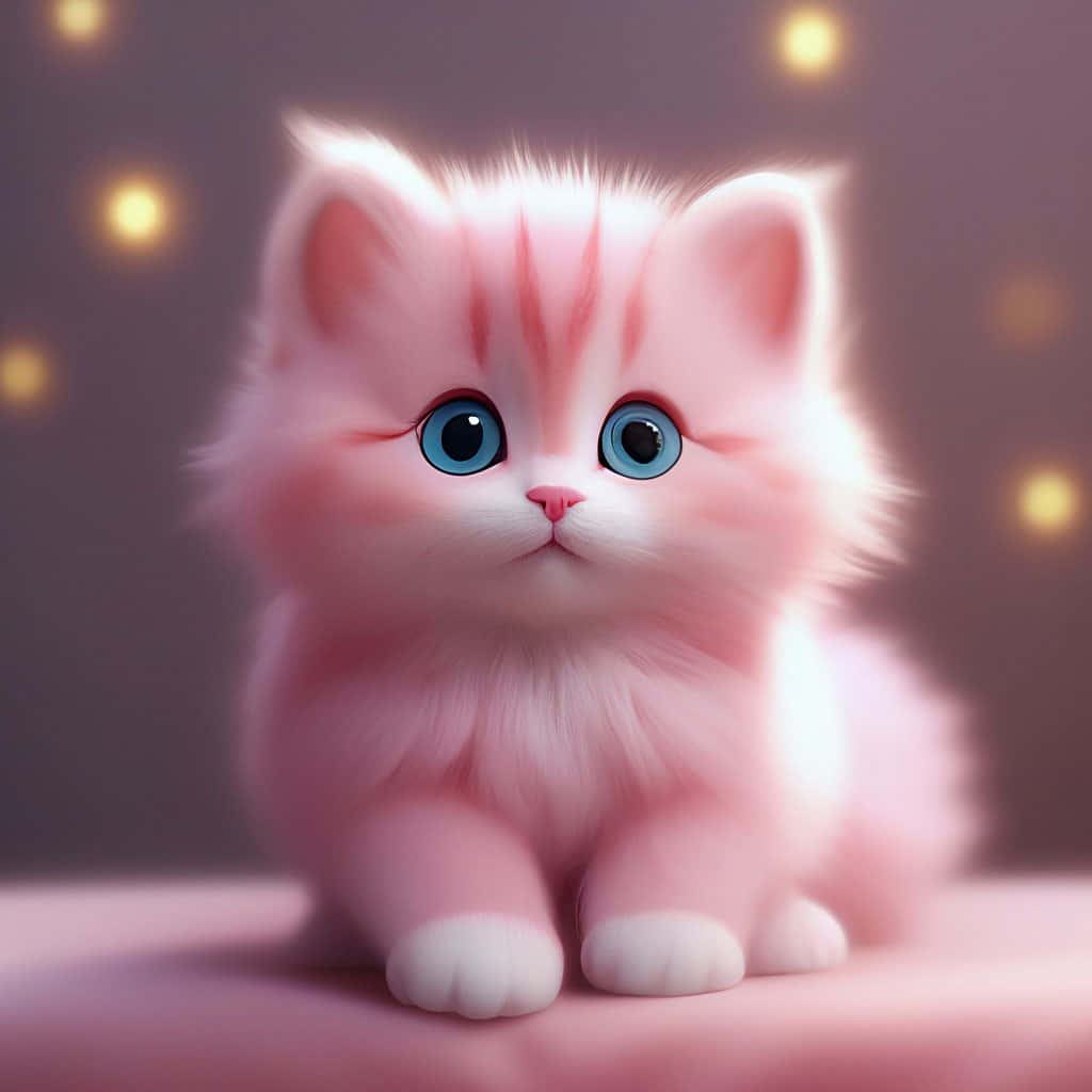 Adorable Fluffy Pink Kitten Wallpaper