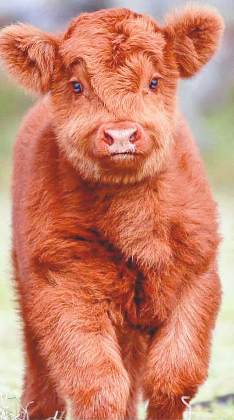 Adorable Fluffy Red Calf Wallpaper
