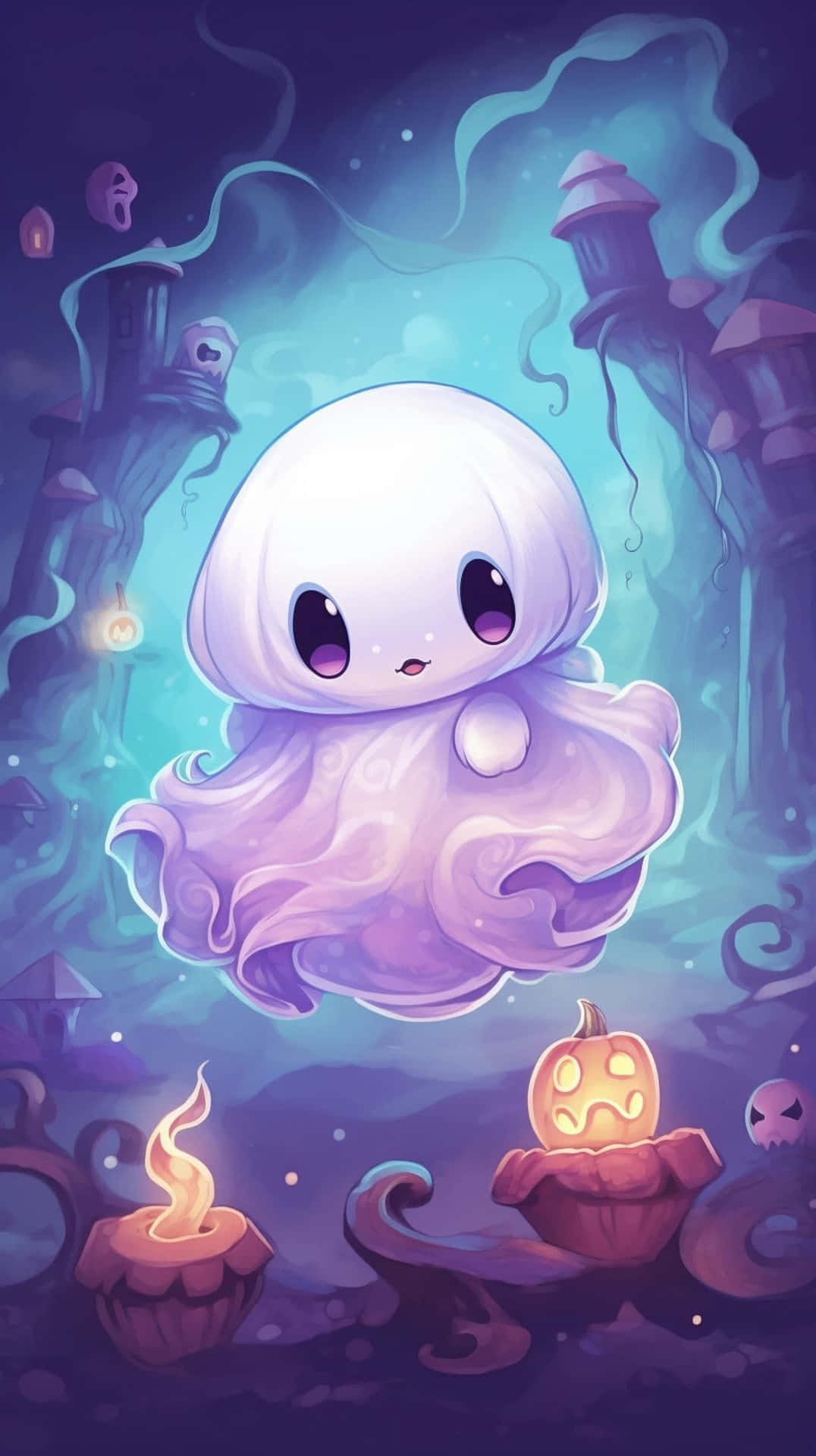 Adorable Ghostly Encounter Wallpaper