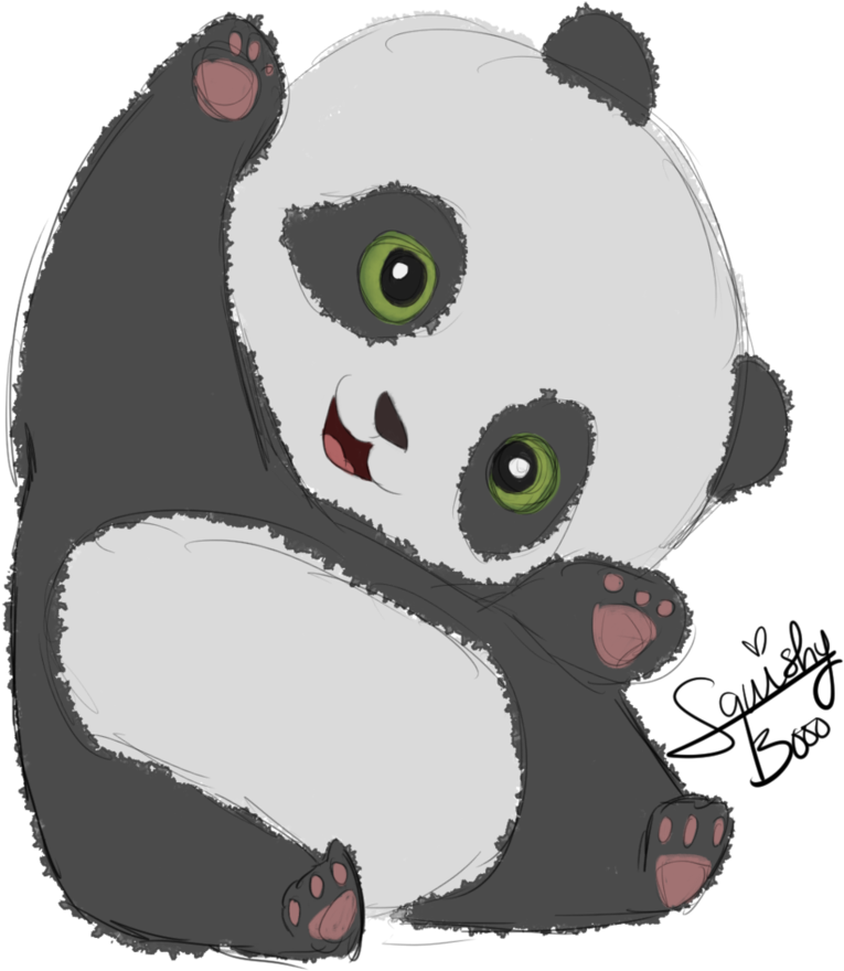 Adorable Green Eyed Panda Illustration PNG