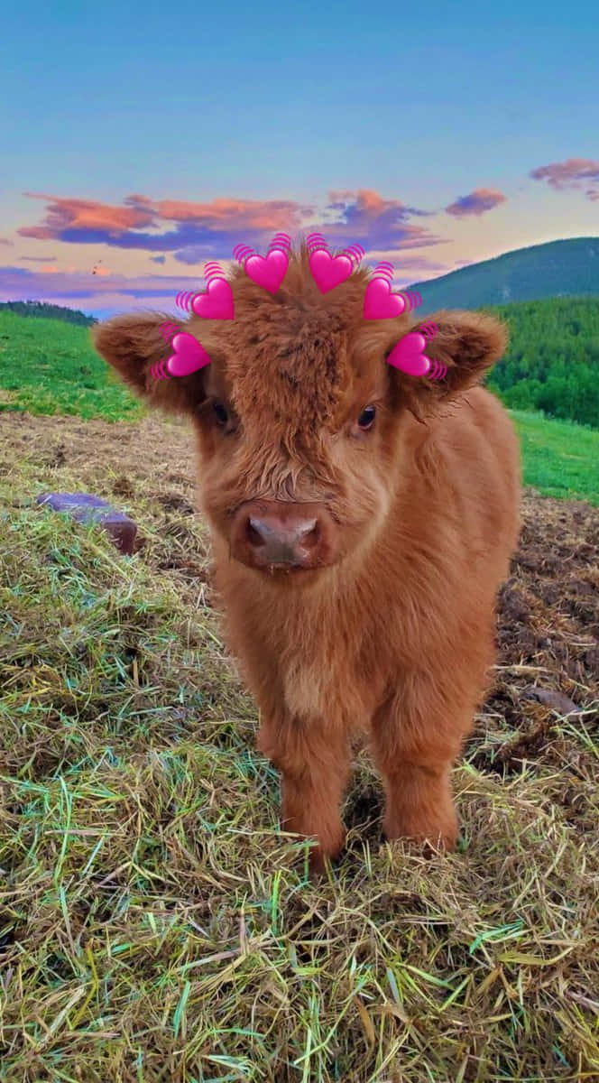 Adorable Heart Crowned Baby Cow Wallpaper
