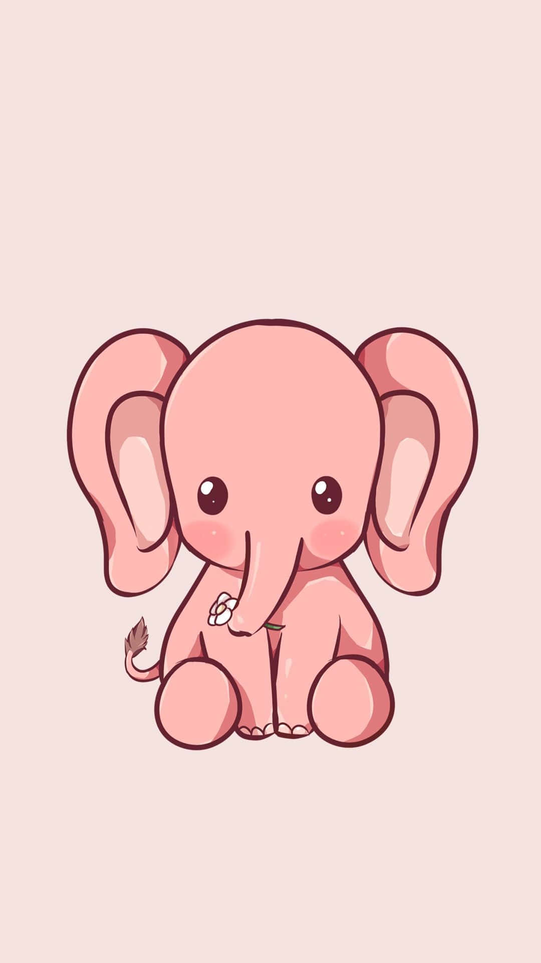Adorable Kawaii Elephant With Lively Background Wallpaper