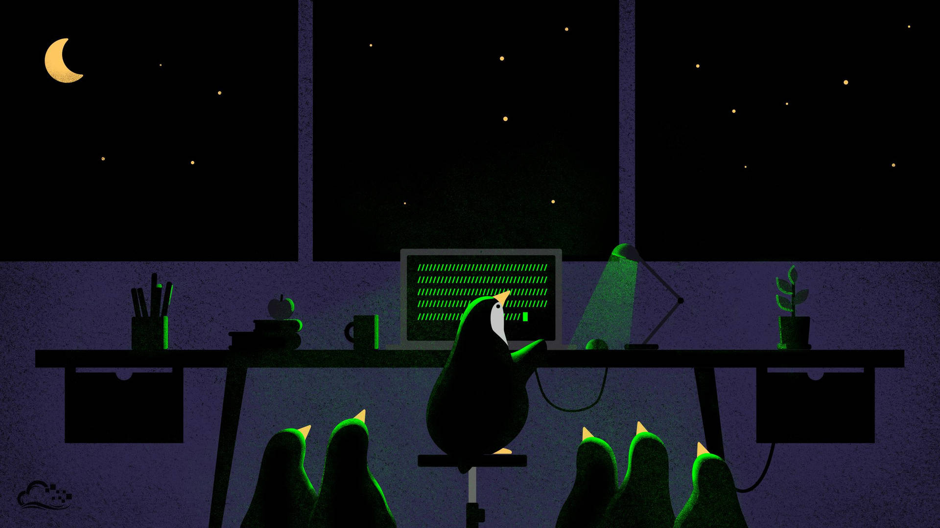 Adorable Linux Penguins On Computer