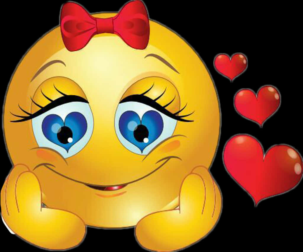 Adorable Love Emojiwith Hearts PNG