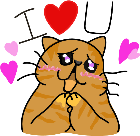 Adorable Love Struck Cat PNG
