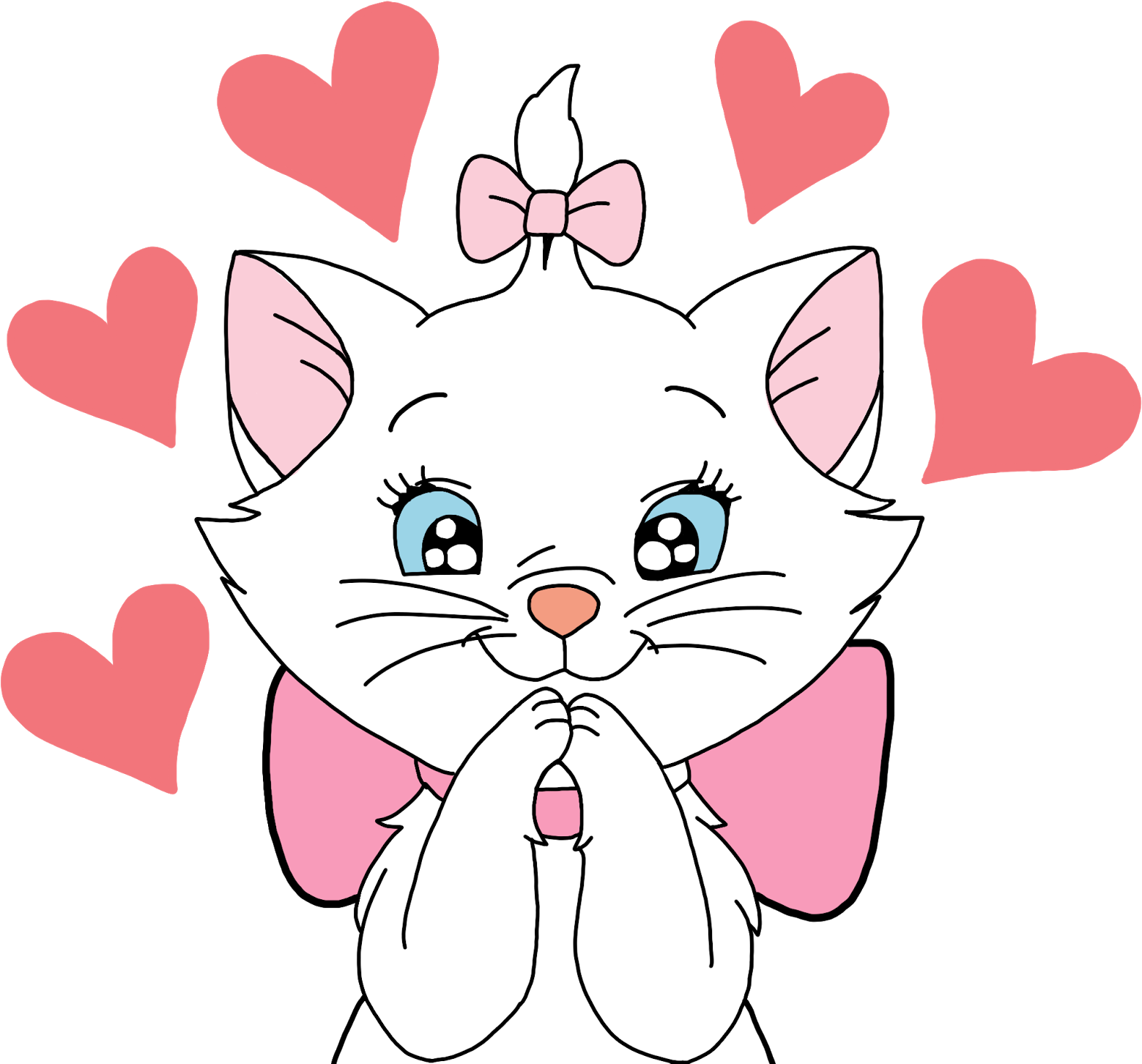 Adorable Marie Cat With Hearts PNG
